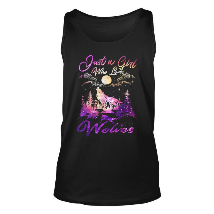 Just A Girl Who Loves Wolves Watercolor Cute Wolf Lover Tank Top