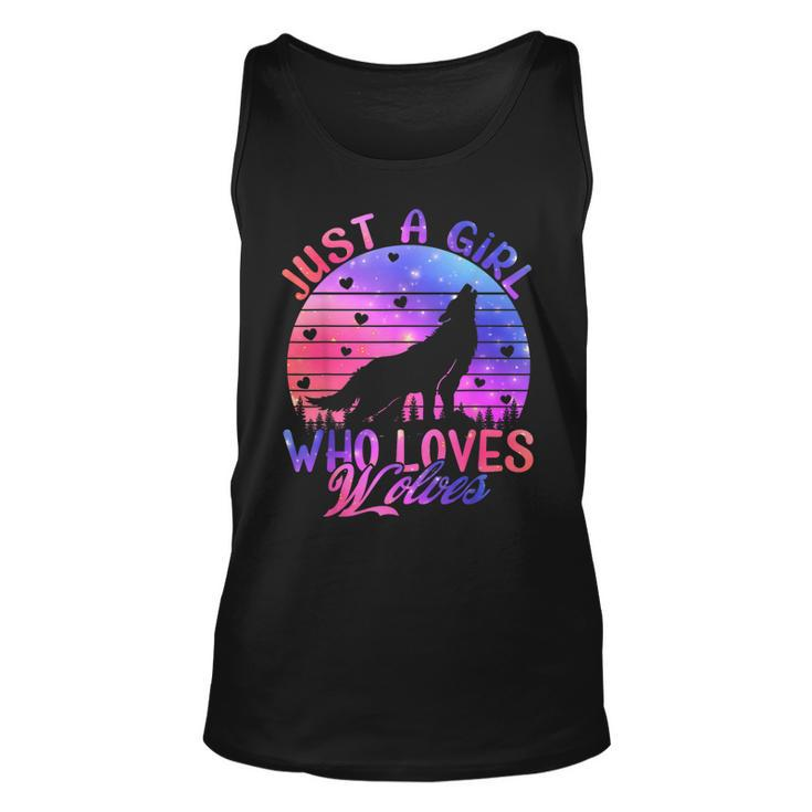 Just A Girl Who Loves Wolves Watercolor Cute Wolf Lover Tank Top