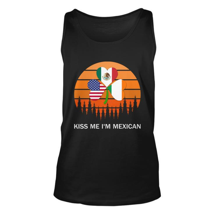 Kiss Me Im Mexican Funny St Patricks Day Mexico Retro Sunset Shirt Men Women Tank Top Graphic Print Unisex