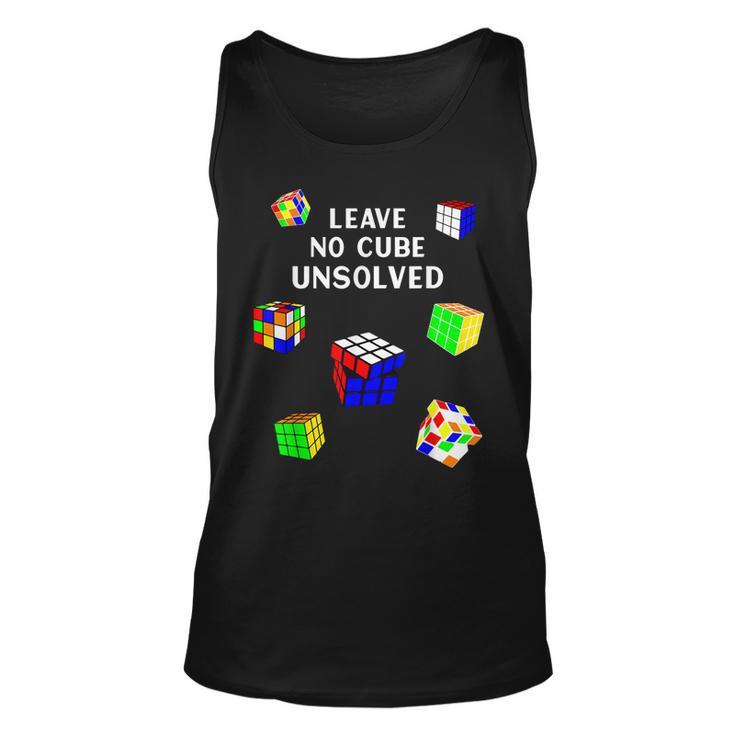 Leave No Cube Unsolved Math Lover Funny Speed Cubing Puzzles  Unisex Tank Top