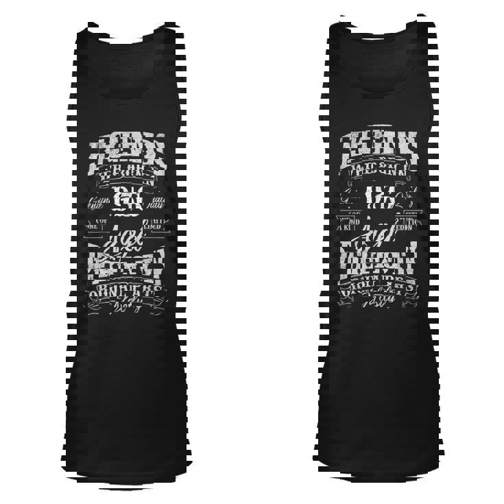 Legends Were Born In 1936 Year Of Birth Birthday  Unisex Tank Top