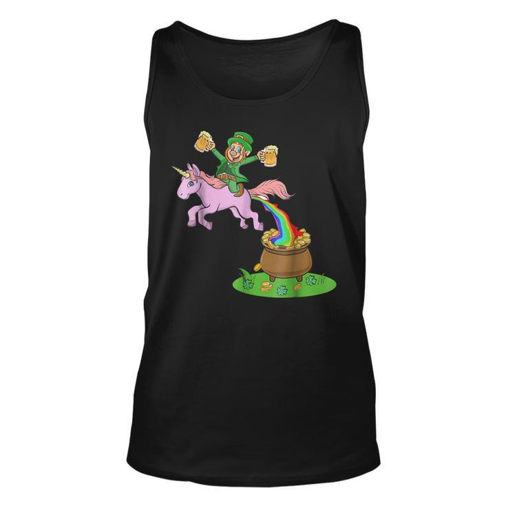 Leprechaun Riding A Unicorn - Funny St Patricks Day Shirts Unisex Tank Top