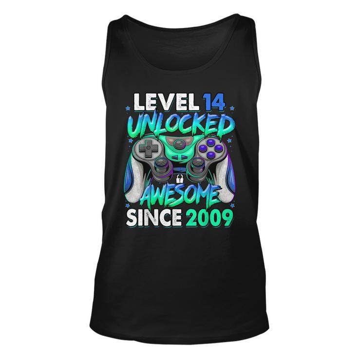 Level 14 Unlocked Awesome Since 2009 14Th Birthday Gaming  Unisex Tank Top