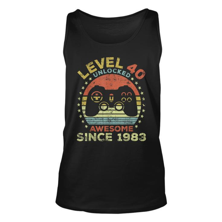 Level 40 Unlocked Awesome Since 1983 40Th Birthday Gaming  Unisex Tank Top