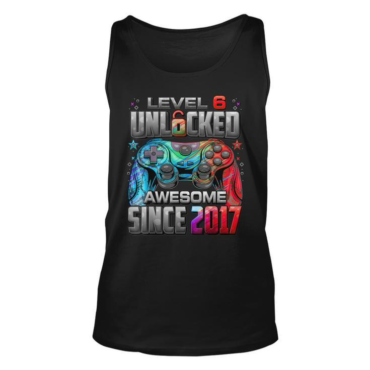 Level 6 Unlocked Awesome Since 2017 6Th Birthday Gaming  Unisex Tank Top