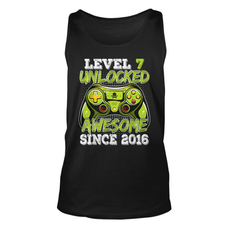 Level 7 Unlocked Birthday Awesome Since 2016 7 Years Old  Unisex Tank Top