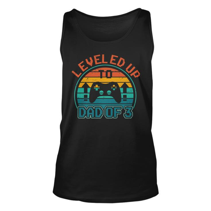 Leveled Up To Dad Of 3 Funny Gaming Daddy Again Vintage   V2 Unisex Tank Top