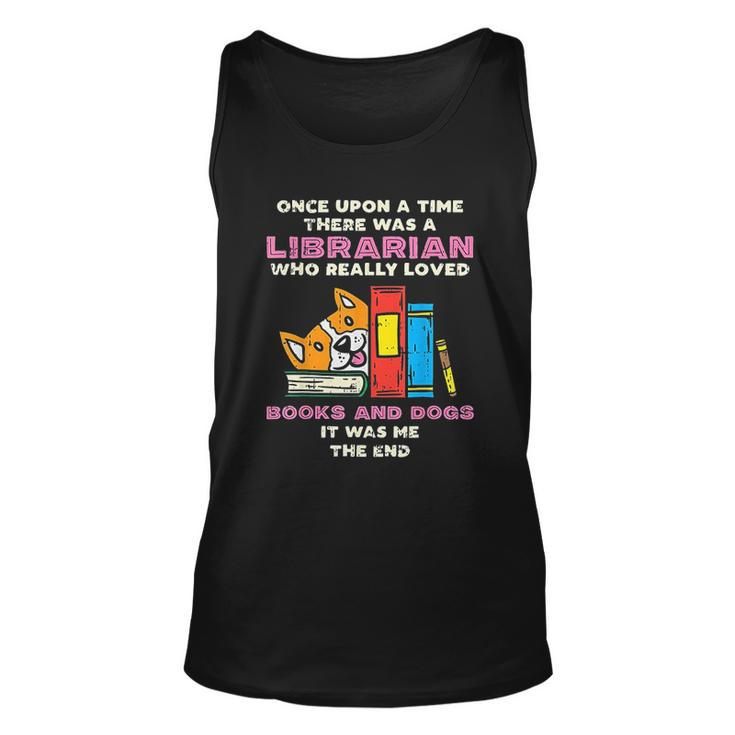 Librarian Books And Dogs Funny Pet Lover Library Worker Gift Men Women Tank Top Graphic Print Unisex