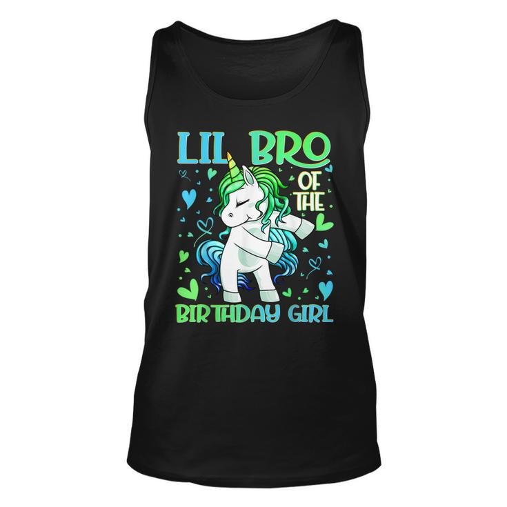 Lil Bro Of The Birthday Girl Flossing Unicorn Little Brother Tank Top