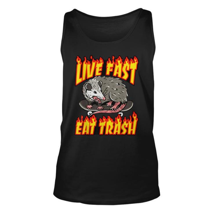 Live Fast Eat Trash Possum Vintage Funny Skateboard Opossum  Unisex Tank Top