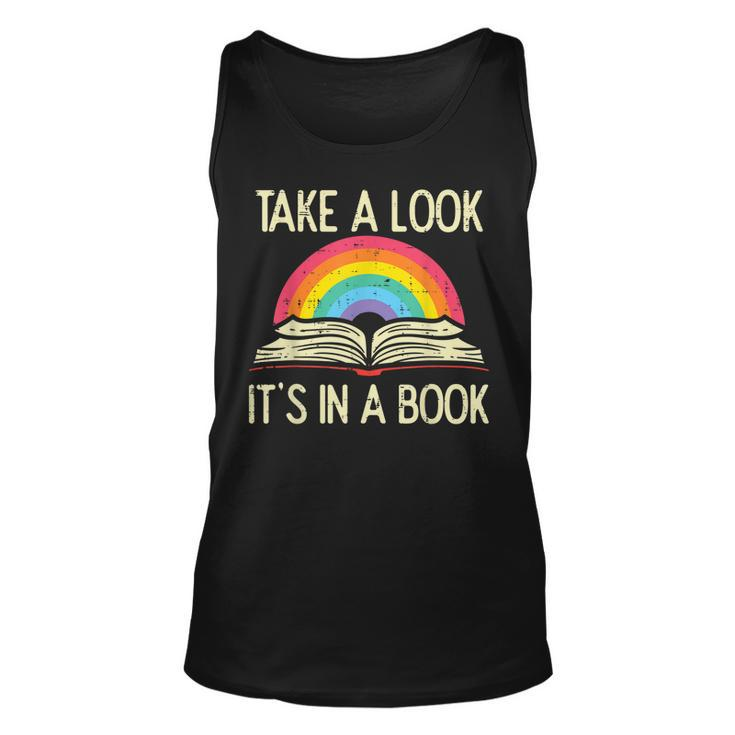 Take A Look Its In A Book Vintage Reading Bookworm Librarian Tank Top