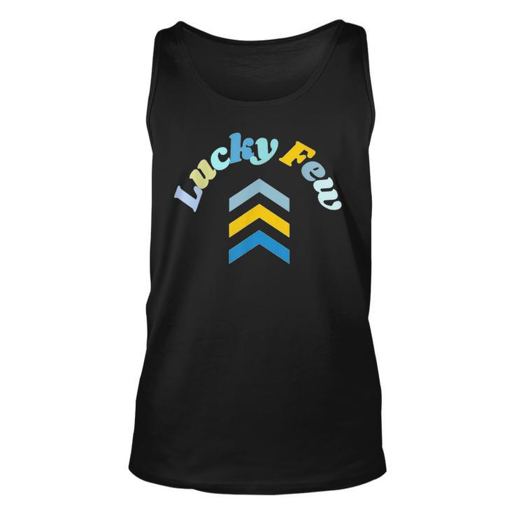 Lucky Few T21 Down Syndrome Awareness Yellow Blue Ribbon  Unisex Tank Top