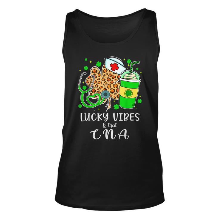 Lucky Vibes & Cna Life St Patricks Day Leopard Shamrock Unisex Tank Top