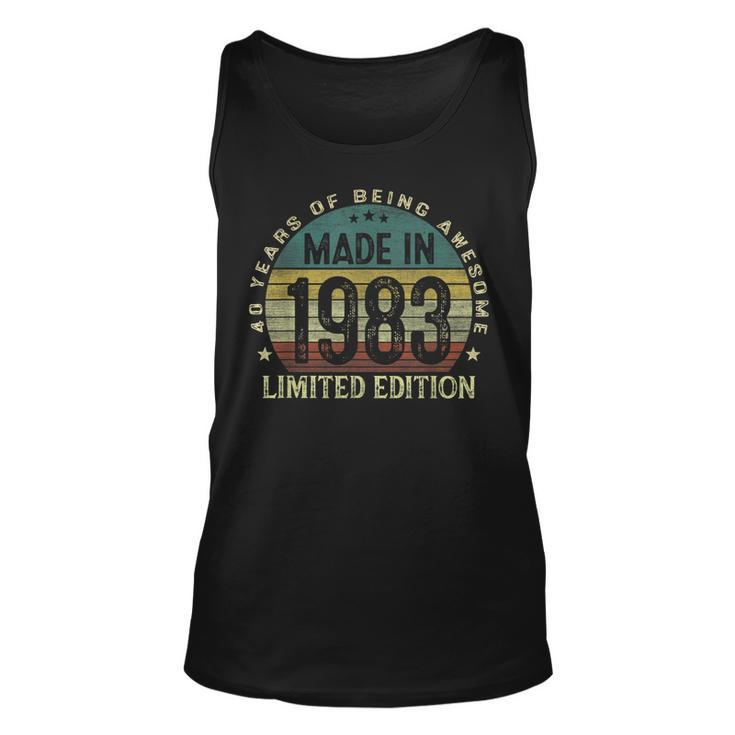 Made In 1983 40 Years Old 40Th Birthday Gifts For Men  Unisex Tank Top
