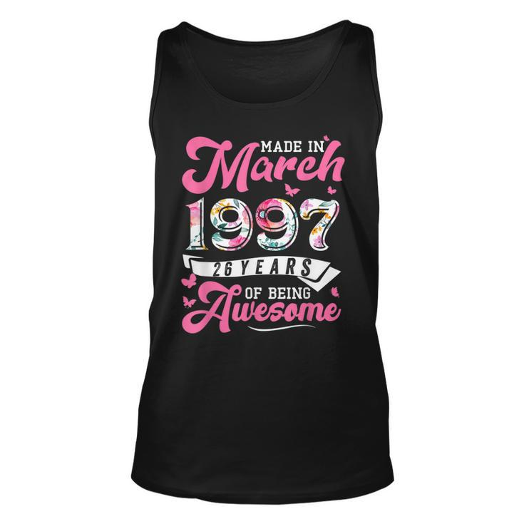 Made In March 1997 Floral 26 Year Old 26Th Birthday Women Unisex Tank Top