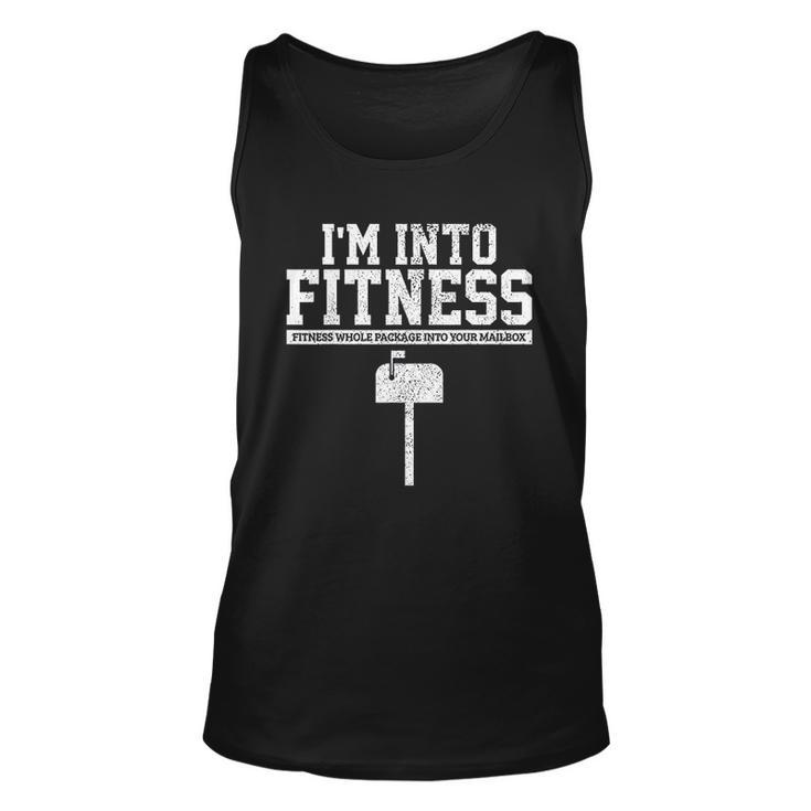 Mailman Postal Worker I Am Into Fitness Mailbox Funny Gift Men Women Tank Top Graphic Print Unisex