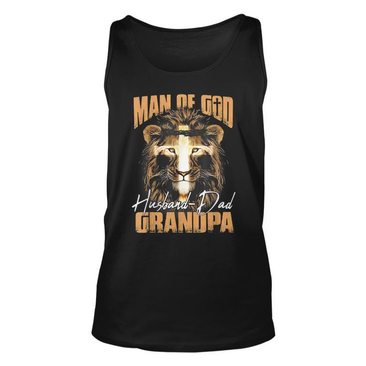 Man Of God Lion Husband Dad Grandpa Christian Fathers Day  Unisex Tank Top