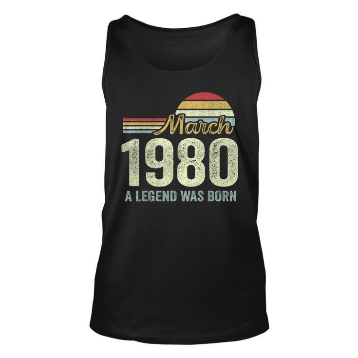 March 1980 Legned Was Born 40Th Birthday For 40 Yrs Old Tank Top | Mazezy