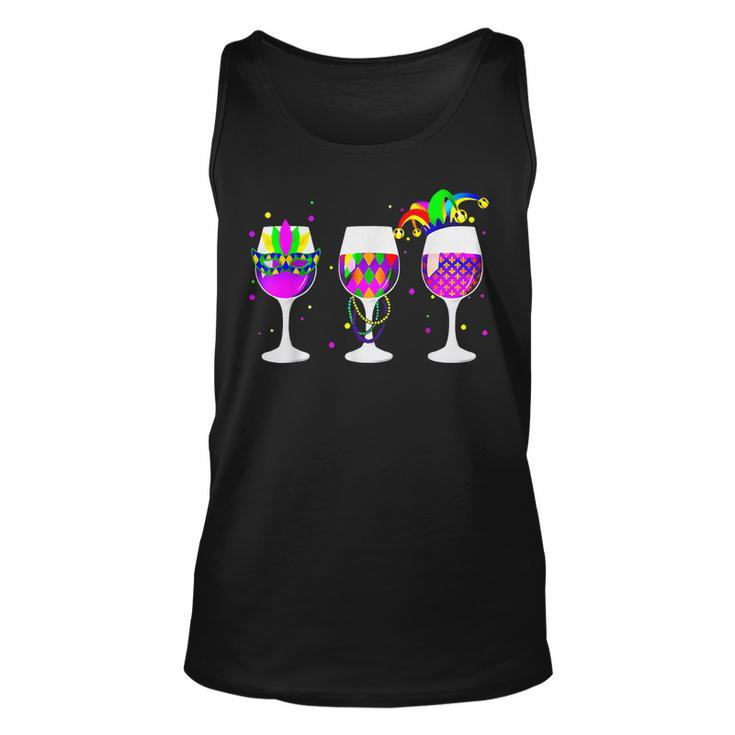 Mardi Gras Glass Of Wine Funny Drinking Wine For Men Women  Unisex Tank Top