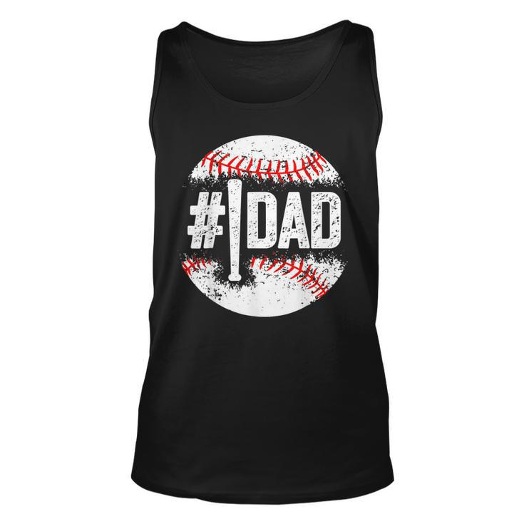Mens 1 Dad Baseball Number One Daddy Son Gifts Fathers Day  Unisex Tank Top