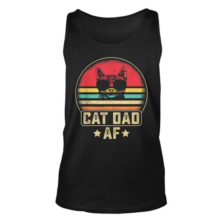 Mens Cat Dad Af Funny Daddy Fathers Day Vintage Cute Cat Lover  Unisex Tank Top