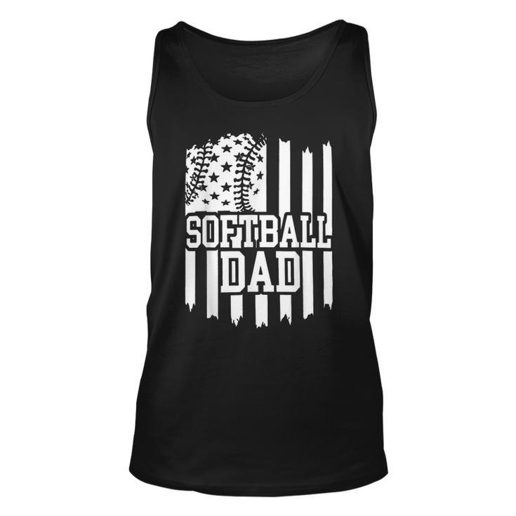 Mens Daddy Fathers Day Proud Softball Dad American Flag Ball Dad  Unisex Tank Top