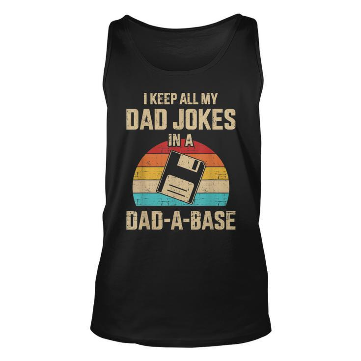 Mens Funny Dad Jokes In Dad-A-Base Vintage For Fathers Day  Unisex Tank Top