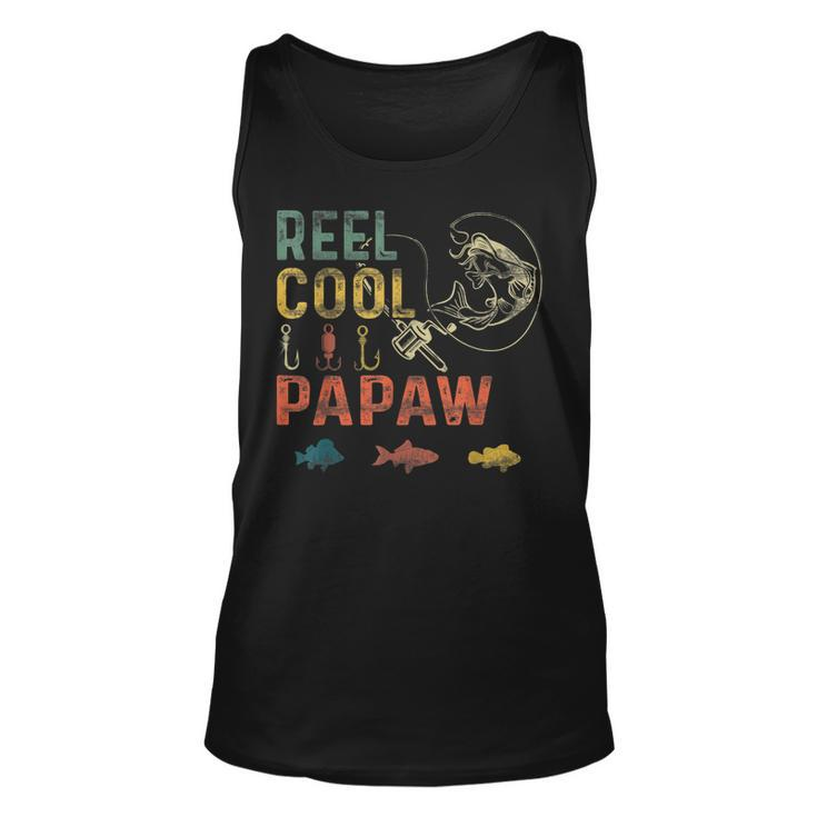 Mens Funny Fathers Day Vintage Fishing Reel Cool Papaw  Unisex Tank Top