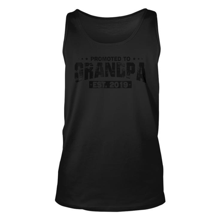 Mens Men Humor Promoted To Grandpa Est 2019 Fathers Day  Unisex Tank Top