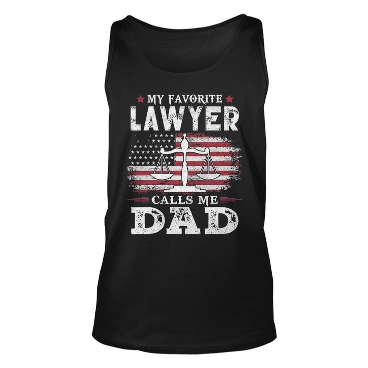 Mens My Favorite Lawyer Calls Me Dad Usa Flag Dad Father Gift Unisex Tank Top