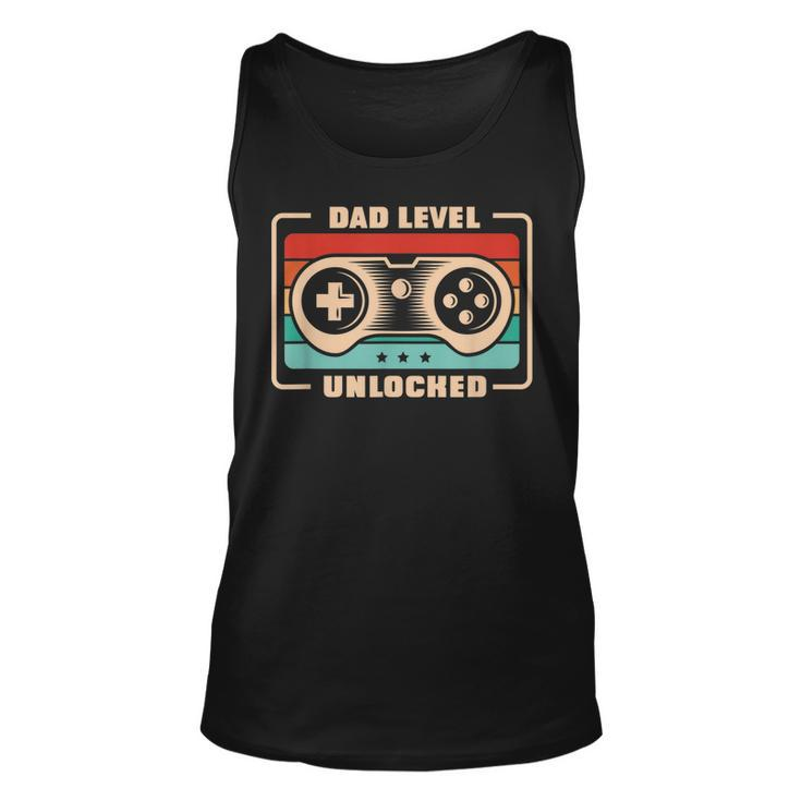 Mens New Dad  Vintage Dad Level Unlocked Father  Unisex Tank Top