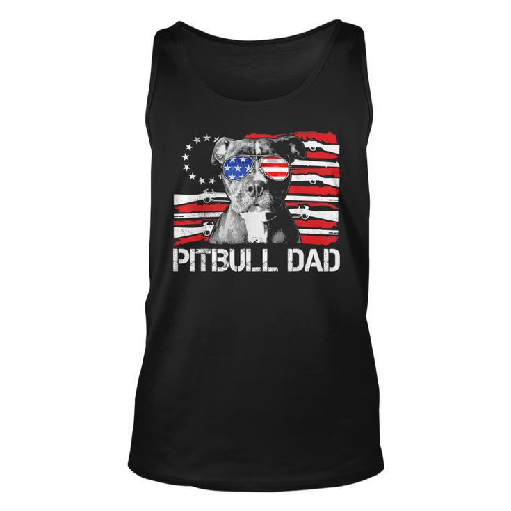 Mens Pitbull Dad Gun Rights American Flag 4Th Of July Dog Lover Men Women Tank Top Graphic Print Unisex
