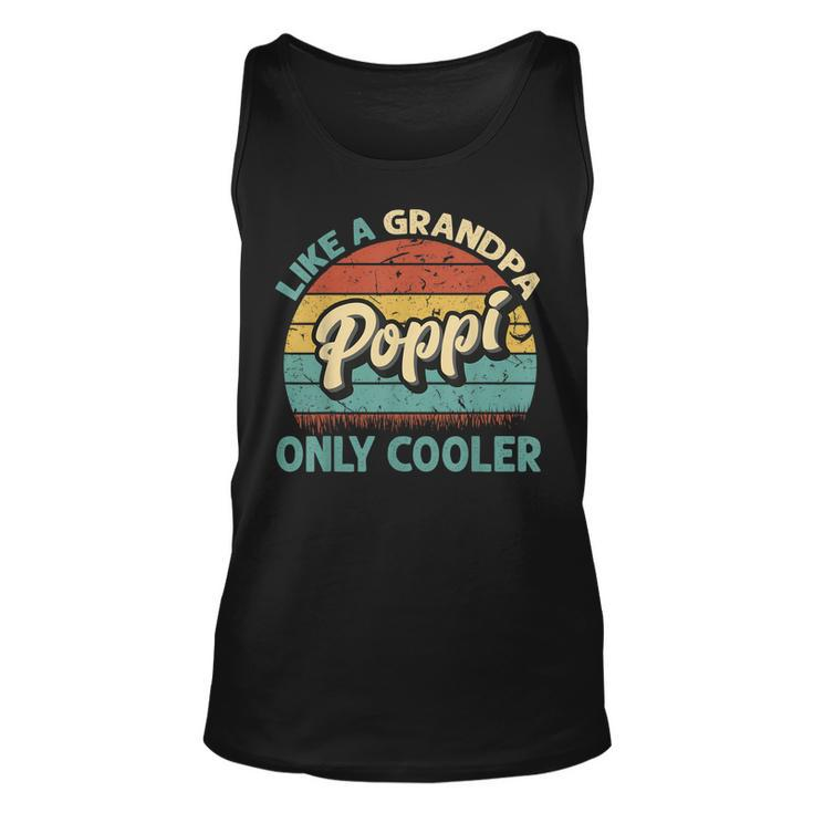 Mens Poppi Like A Grandpa Only Cooler Vintage Dad Fathers Day  Unisex Tank Top