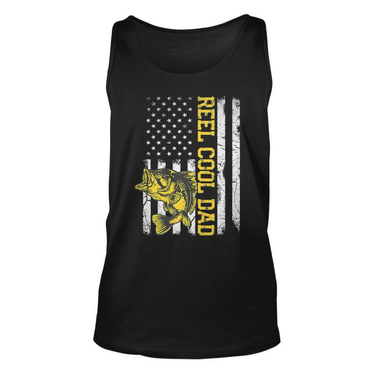 Mens Reel Cool Dad Fishing Fathers Day  4Th Of July   Unisex Tank Top