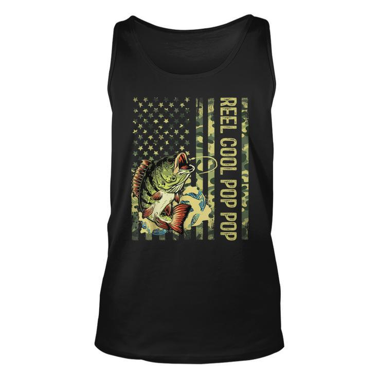 Mens Reel Cool Pop Pop Camouflage American Flag Fathers Day  Unisex Tank Top