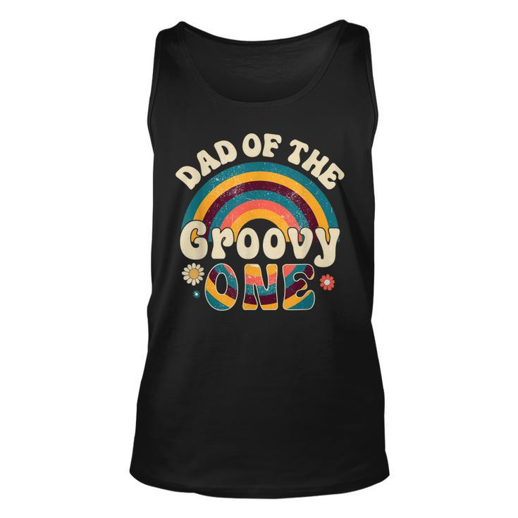 Mens Retro Groovy Daddy Matching Family 1St Birthday Party  Unisex Tank Top