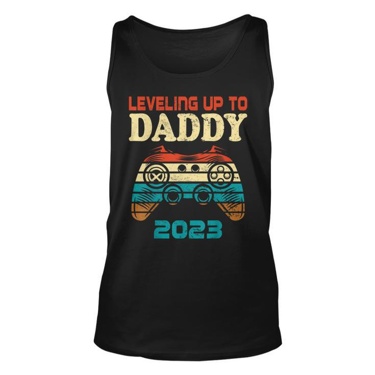 Mens Retro Vintage Leveling Up To Daddy 2023 Promoted To Dad Unisex Tank Top