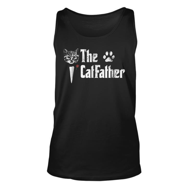 Mens The Catfather  Funny Fathers Day Gift For Cat Daddy Unisex Tank Top