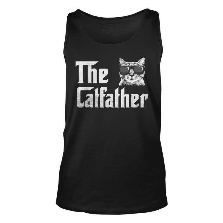 Mens The Catfather  Funny Fathers Day Gift For Cat Daddy Unisex Tank Top