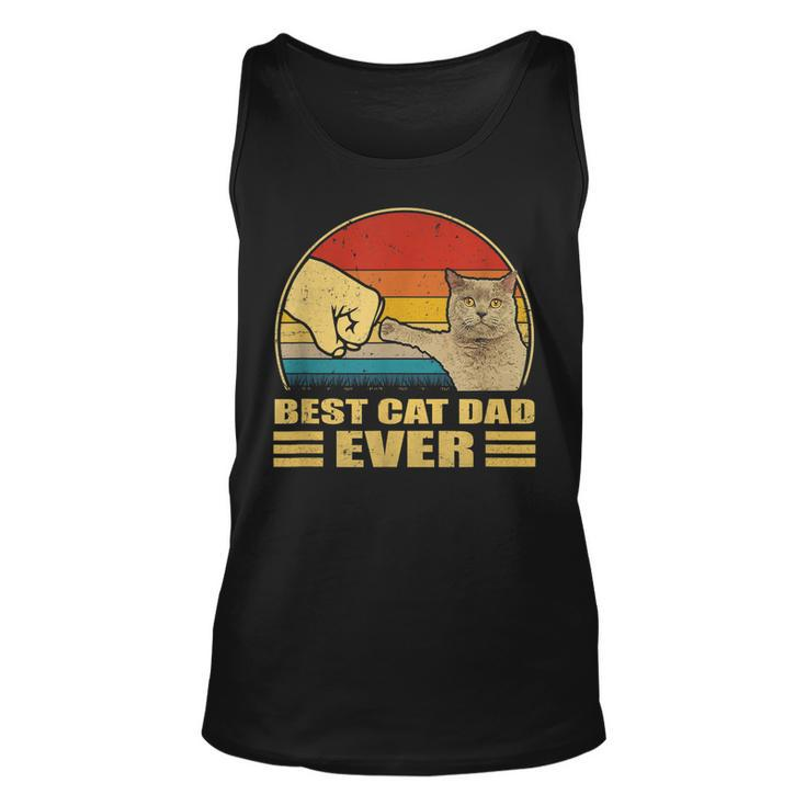 Mens Vintage Best Cat Dad Ever Bump Fit Funny Cat Lover Gift  Unisex Tank Top