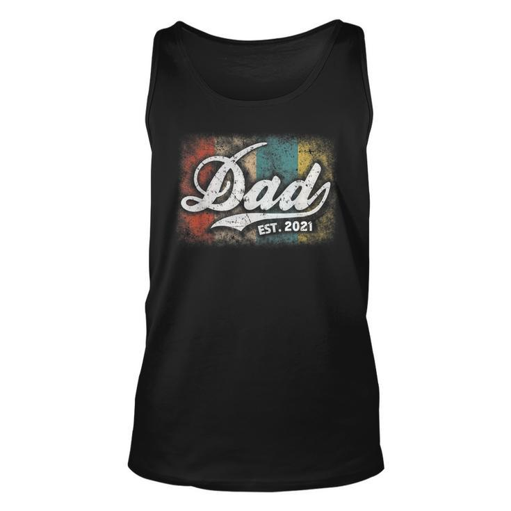 Mens Vintage Fathers Day Promoted To Dad Est 2021 New Dad  Unisex Tank Top