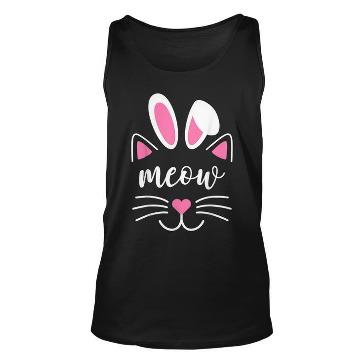 Meow Cat Face Easter Day Bunny Ears Funny Cat Lover Unisex Tank Top