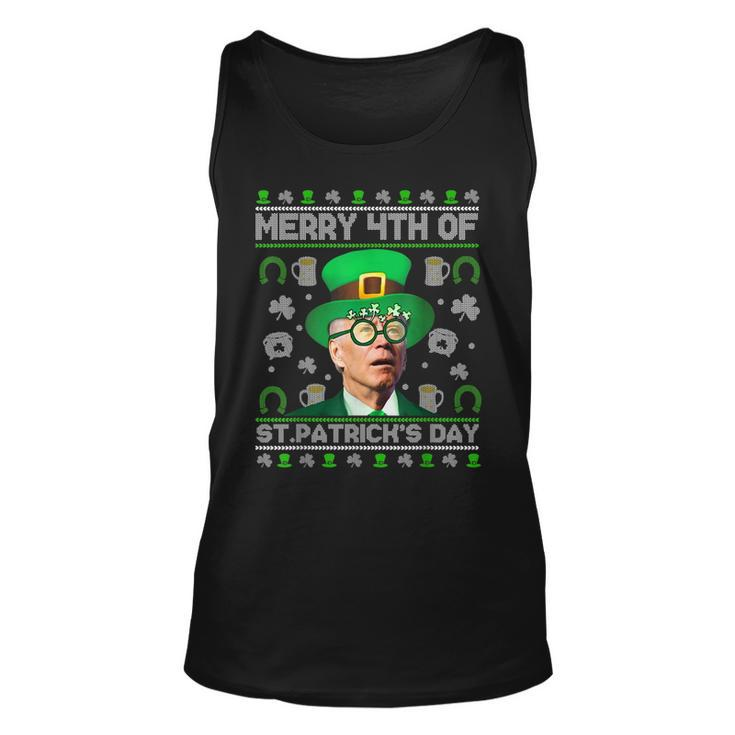 Merry 4Th Of St Patricks Day Joe Biden Leprechaun Hat Ugly  Unisex Tank Top