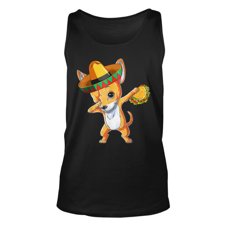 Mexican Chihuahua Dog Dabbing Sombrero Taco Cinco De Mayo  Unisex Tank Top
