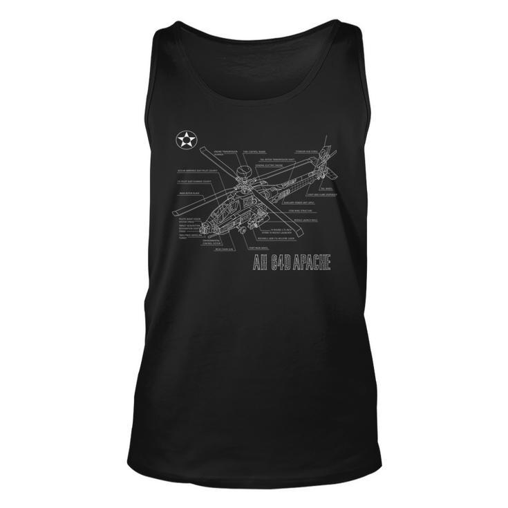 Military Aircraft Ah-64 Apache Longbow Army Helicopter   Unisex Tank Top