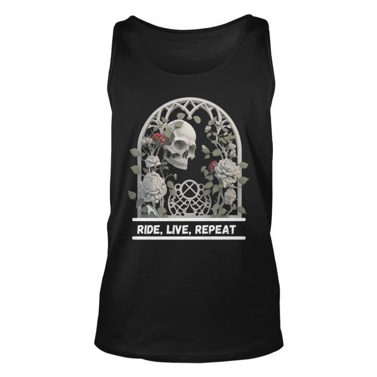 Motorcyclist Biker Lady Biker With Skulls And Arch Tank Top