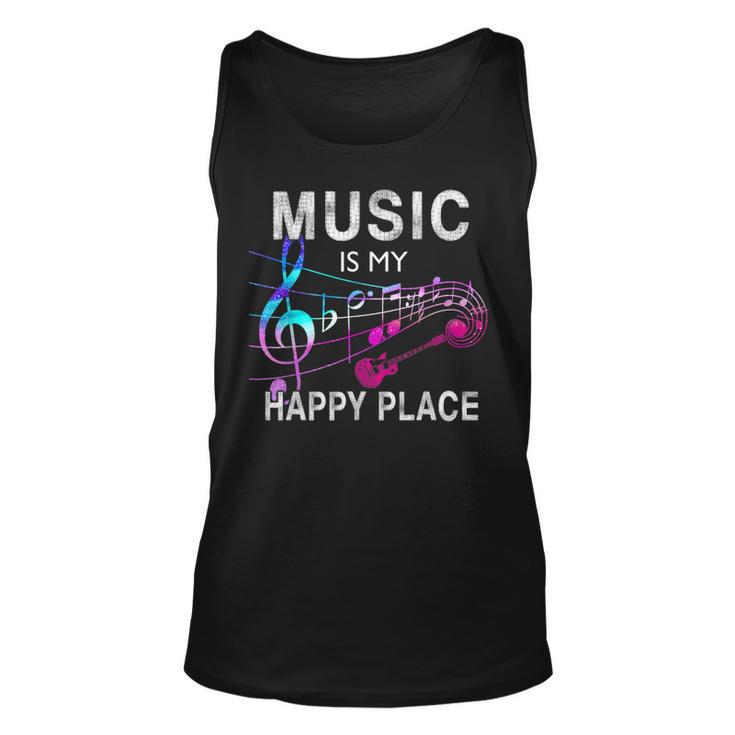 Music Is My Happy Place Inspiring Music Novelty Gift   Unisex Tank Top