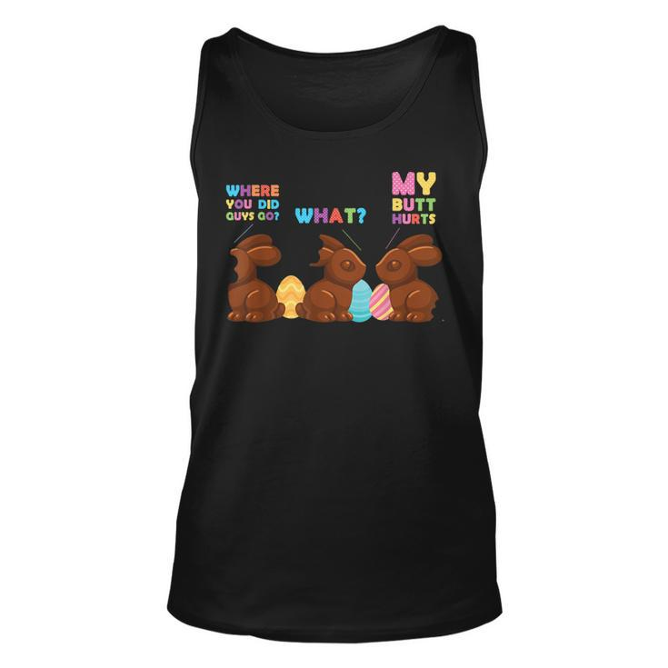 My Butt Hurts  Funny Bitten Chocolate Bunny Easter Gift  Unisex Tank Top