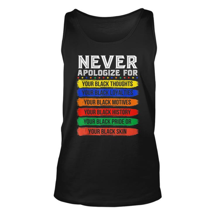 Never Apologize For Your Blackness Black History Month  V4 Unisex Tank Top