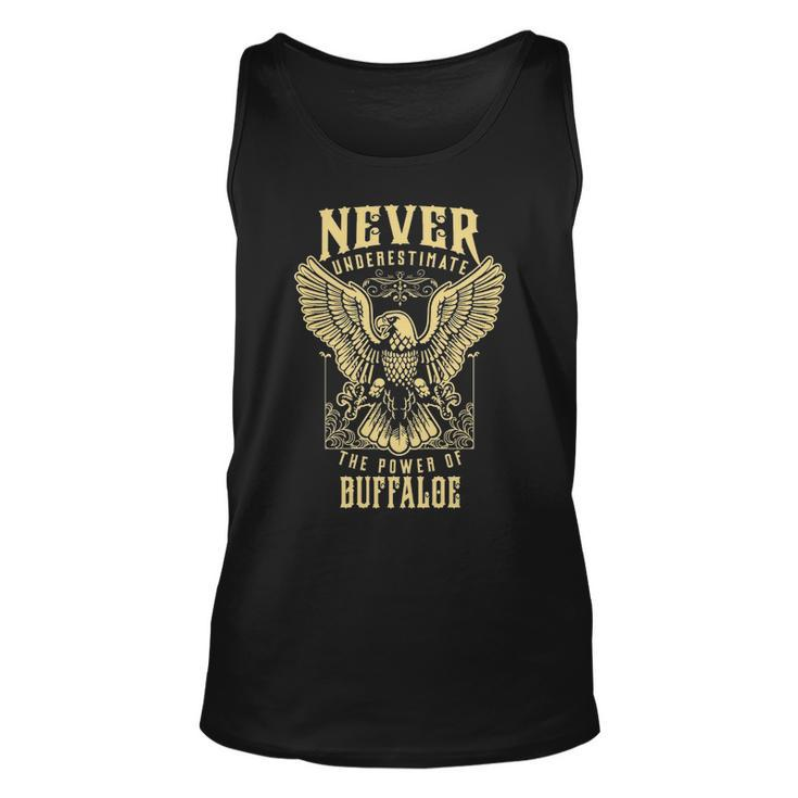 Never Underestimate The Power Of Buffaloe  Personalized Last Name Unisex Tank Top